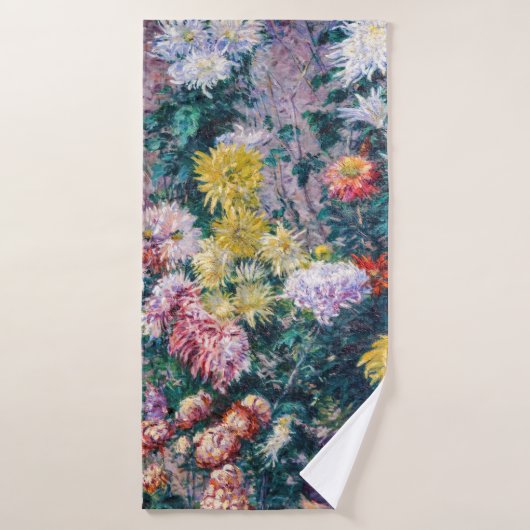 Kaillebotte - Witte en Gele Chrysanthema Bad Handdoek (Badhanddoek)