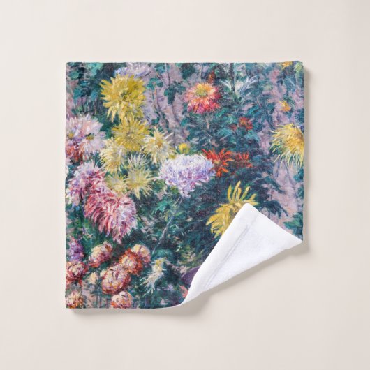 Kaillebotte - Witte en Gele Chrysanthema Bad Handdoek (Wasdoekje)