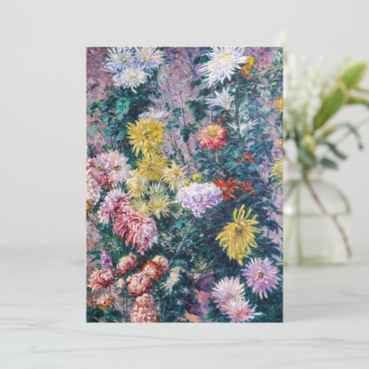 Kaillebotte - Witte en Gele Chrysanthema Bedankkaart (Staand voorkant)