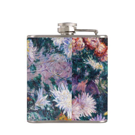 Kaillebotte - Witte en Gele Chrysanthema Heupfles (Achterkant)