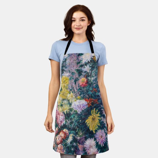 Kaillebotte - Witte en Gele Chrysanthema Schort (Gedragen)