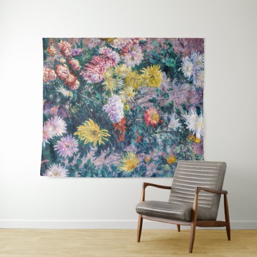 Kaillebotte - Witte en Gele Chrysanthema Wandkleed (In Situ (horizontaal))