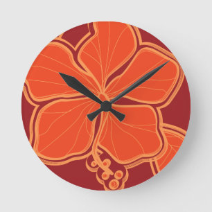 Kailua Hibiscus Hawaïaanse wandklokken Ronde Klok