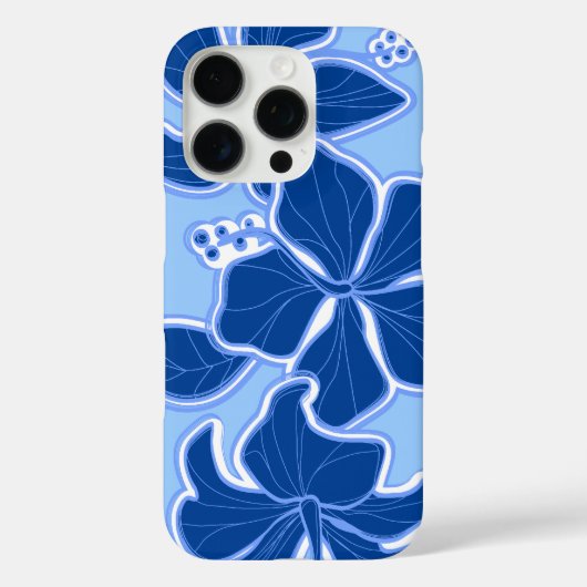 Kailua Hibiscus Hawaiian Engineered Floral Blue Case-Mate iPhone Case (Achterkant)