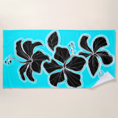 Kailua Hibiscus Hawaiian Engineered Floral - Turq Strandlaken (Voorkant)