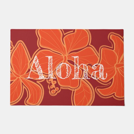 Kailua Hibiscus Hawaiian Floral Aloha Red Deurmat (Voorkant)