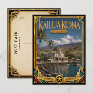 Kailua-Kona Hawaï Vintage Art Deco Gouden Tijdperk Briefkaart