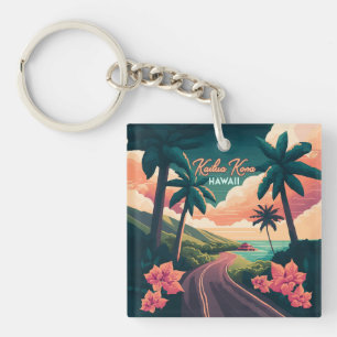 Kailua Kona Hawaii Big Island Sunset Retro Sleutelhanger