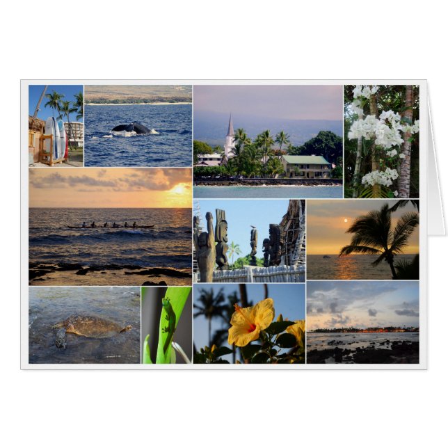 Kailua Kona Hawaii Collage Card (Voorkant Horizontaal)