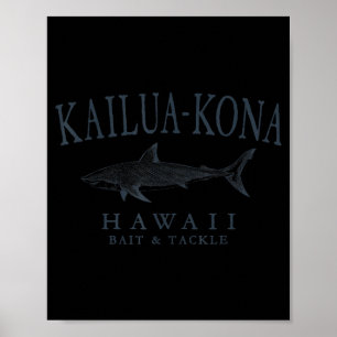 Kailua - kona hawaii haai retro leiste kunst visse poster