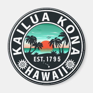 Kailua Kona Hawaii Retro Sunset 60s Souvenirs Magneet