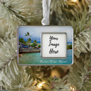 Kailua Kona Pier, Hawaii Island Photography Verzilverd Kader Ornament