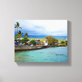 Kailua Kona Pier Hawaii Oil Paint Digital Art Canvas Afdruk