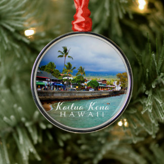 Kailua Kona Pier Hawaii Oil Paint Digital Art Metalen Ornament