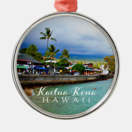 Kailua Kona Pier Hawaii Oil Paint Digital Art Metalen Ornament
