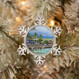 Kailua Kona Pier Hawaii Tropisch Tin Sneeuwvlok Ornament