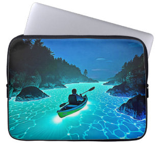 Kajak in gloeiend waterontwerp laptop sleeve