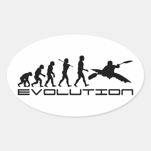 Kajak Kajakken Water Sport Evolution Art Ovale Sticker (Voorkant)