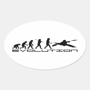 Kajak Kajakken Water Sport Evolution Art Ovale Sticker