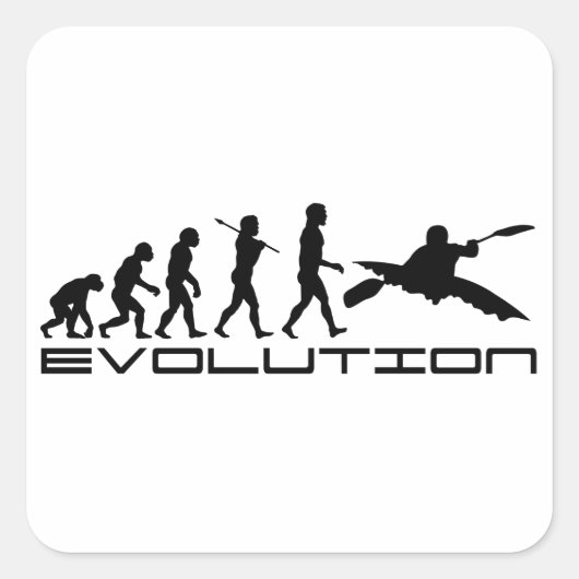 Kajak Kajakken Water Sport Evolution Art Vierkante Sticker (Voorkant)