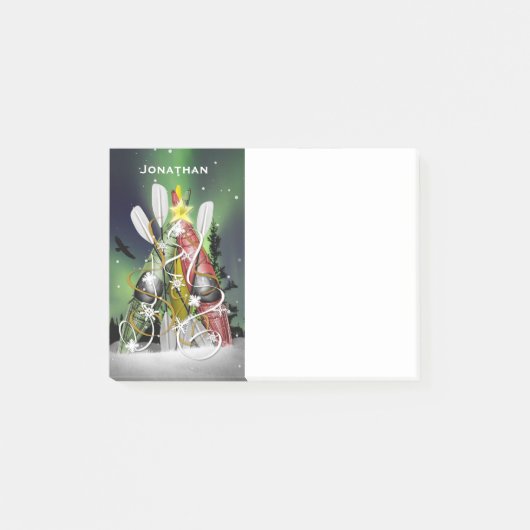 Kajak Kerstboom Aurora Borealis Post-it® Notes (Voorkant)
