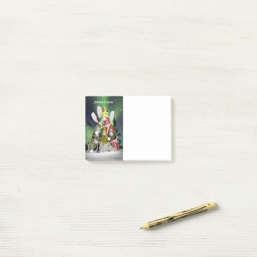 Kajak Kerstboom Aurora Borealis Post-it® Notes (Op bureau)