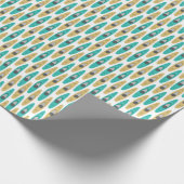 Kajakken Blauw Beige Boat Patroon Cadeaupapier (Hoek)