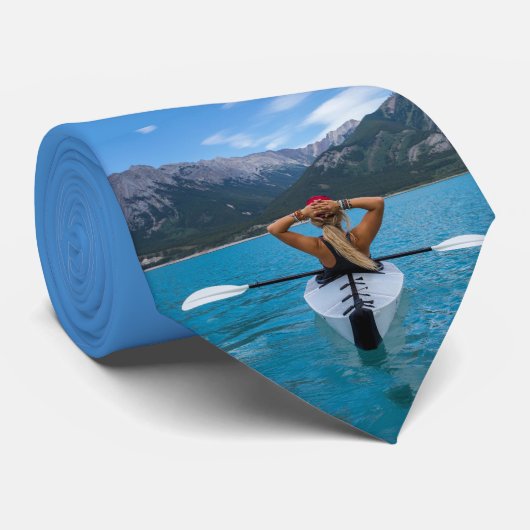 Kajakken Lake Mountain Blue Water stropdas (Opgerold)