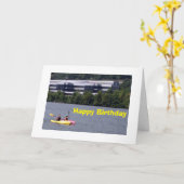 KAJAKKERS PEDDELEN UIT OM GELUKKIGE VERJAARDAG TE KAART (Gele Bloem)