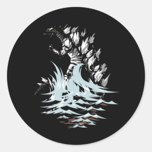 kajiu gojira koning van de monsters japan ronde sticker