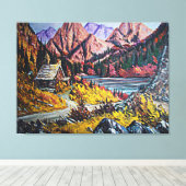 Kajuit door het meer fijn kunstschilderen groot canvas afdruk (Insitu (Houten vloer))