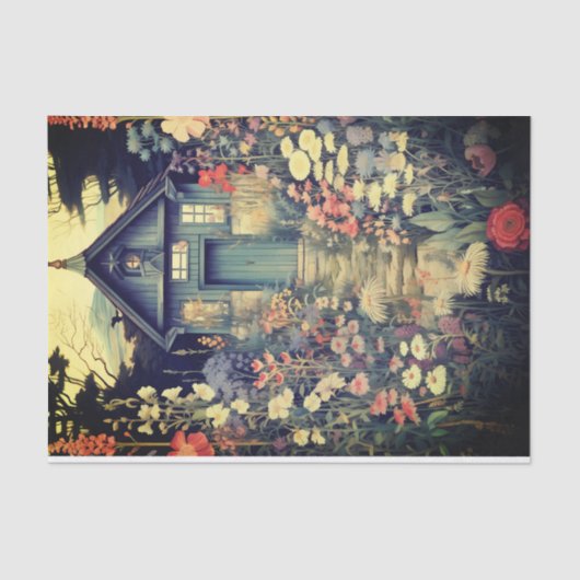 Kajuit met  Wildflower Path Illustration Tissuepapier (Voorkant)