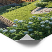 Kajuit naast de rivier in de bossen poster (Hoek)