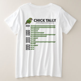 Kakapo Chick Tally uit 2016 Grote Maat T-shirt