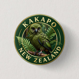 🦜 Kakapo Wilde leven Nieuw-Zeeland Ronde Button 3,2 Cm