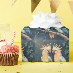 kaketoe-papegaaienpaar cadeaupapier