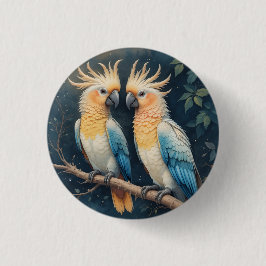 kaketoe-papegaaienpaar ronde button 3,2 cm