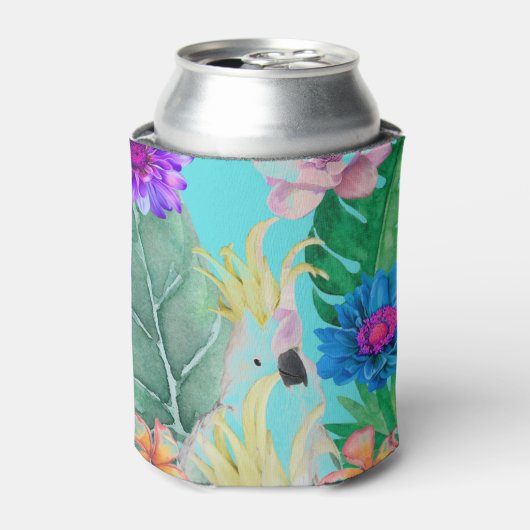 Kaketoe vogel bloemen Australië Blauw Blikjeskoeler (Blikje Voorkant)