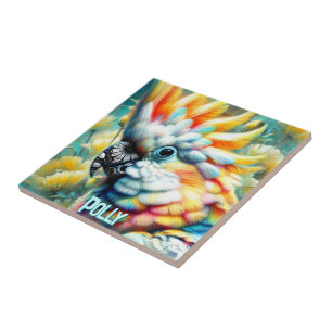 Kaketoekaa Bird Gele Klaprozen Gepersonaliseerd Tegeltje