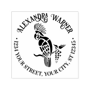 Kaketoer Vogel Silhouet Naam Retouradres Zelfinktende Stempel