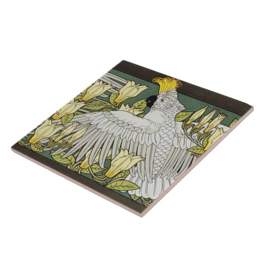 Kaketoes, Magnolia en witte muizen Tegeltje (Zijkant)