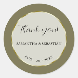 Kaki Groen Goud Lijst Ronde Sticker