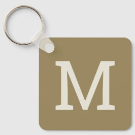 Kaki Taupe Minimalistisch Monogram Initiaal Sleute Sleutelhanger