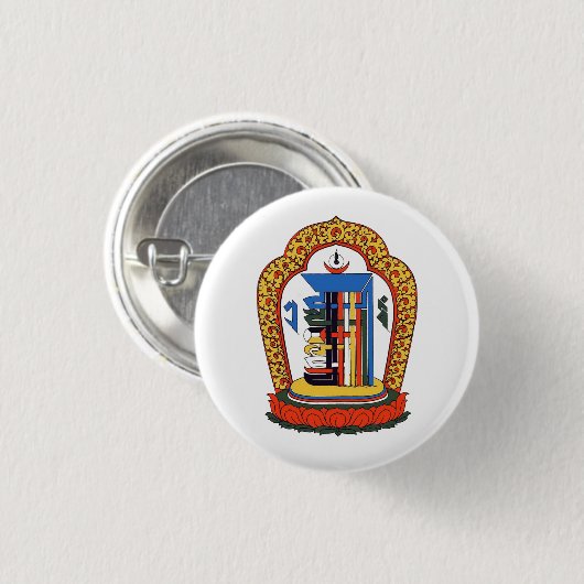Kalachakra Mantra Tibetaans boeddhistisch Ronde Button 3,2 Cm (Voorkant /achterkant)