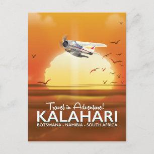 Kalahari-woestijn avonturen reisposter briefkaart