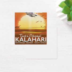 Kalahari-woestijn avonturen reisposter vierkante visitekaartjes