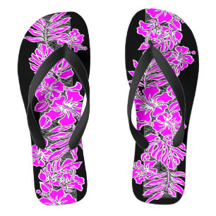 Kalaheo Hawaiian Hibiscus Tapa Magenta Teenslippers