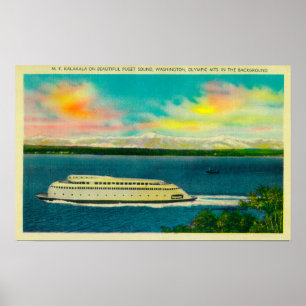 Kalakala Ferry, Puget Sound, Olympisch gebergte Poster