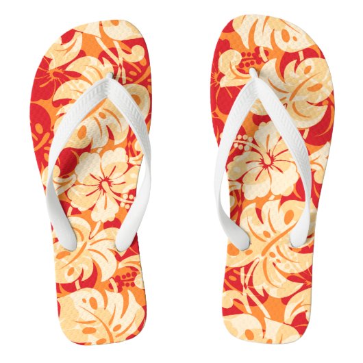 Kalakaua Grens Hawaiian Hibiscus Rood Teenslippers (Voetbed)