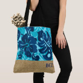 Kalakaua Hawaiian Hibiscus Monogram Beach Tote Bag (Dichtbij)